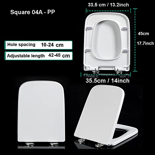 Soft Close Toilet Seat, White Square, Quick Release O1589