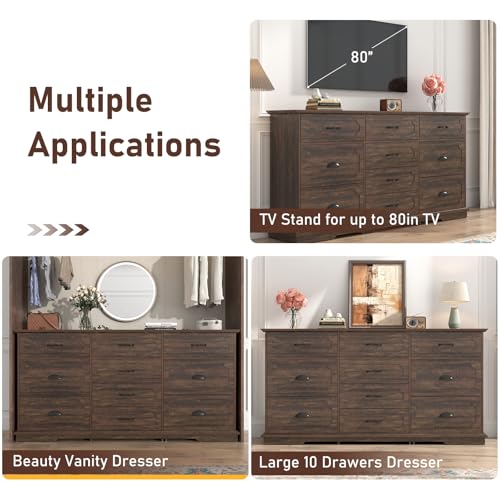 10 Drawer Dresser with Charging Station for Bedroom U18444