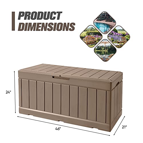31 Gallon Resin Deck Box Waterproof Indoor Outdoor Storage for Patio Cushions and Garden Tools L90121