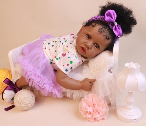 22.8 Inch Realistic African American Baby Doll with Soft Body K201