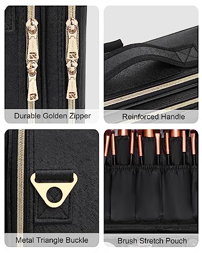 Large Capacity 3 Layer Makeup Case Cosmetic Organizer with Brush Bag R31262