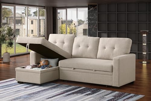 4-in-1 Convertible L Shaped Couch with Pull Out Bed and Storage Z983