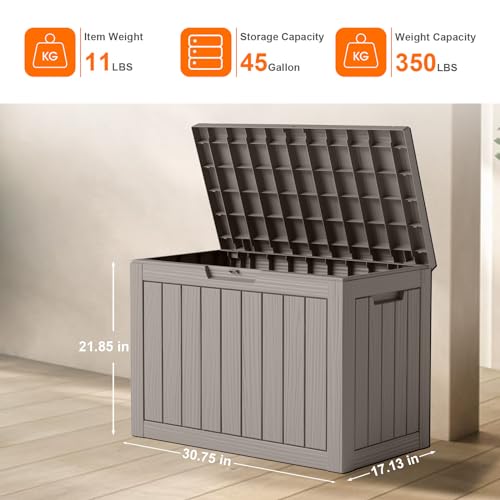 100 Gallon Resin Deck Box, Lockable Patio Outdoor Storage, Waterproof - Black F75230