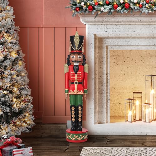 Red and Green Christmas Nutcracker Holiday Decoration, 37-inch Freestanding Resin I1504