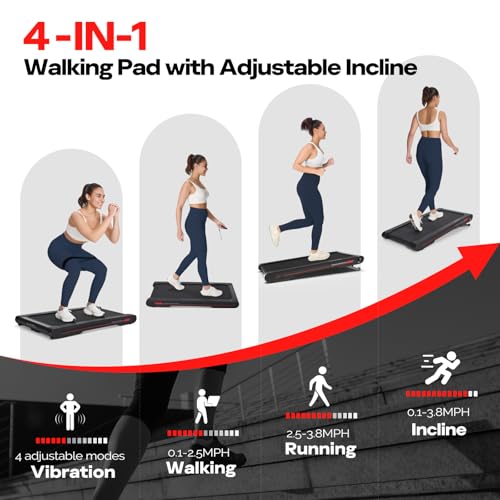 Walking Vibration Pad with APP, 3 in 1 Under Desk Treadmill, Low Noise with Remote Control K2989