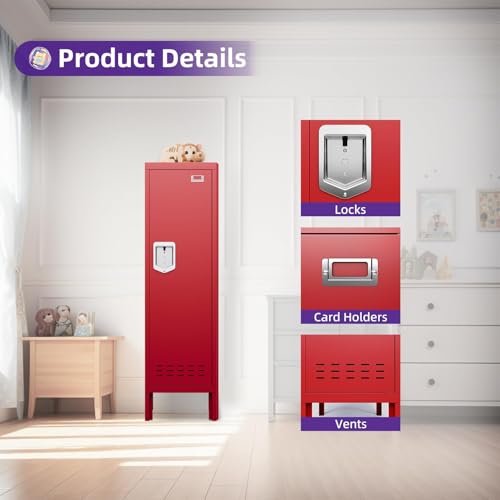 5-Door Steel Storage Locker with Hooks and Card Slots M92401