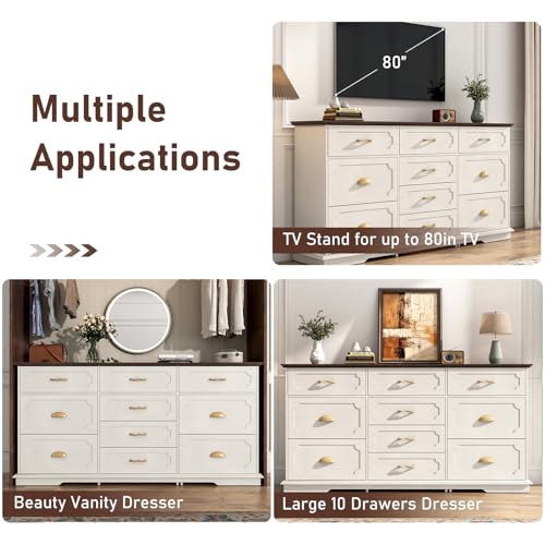 10 Drawer Dresser with Charging Station for Bedroom U18444