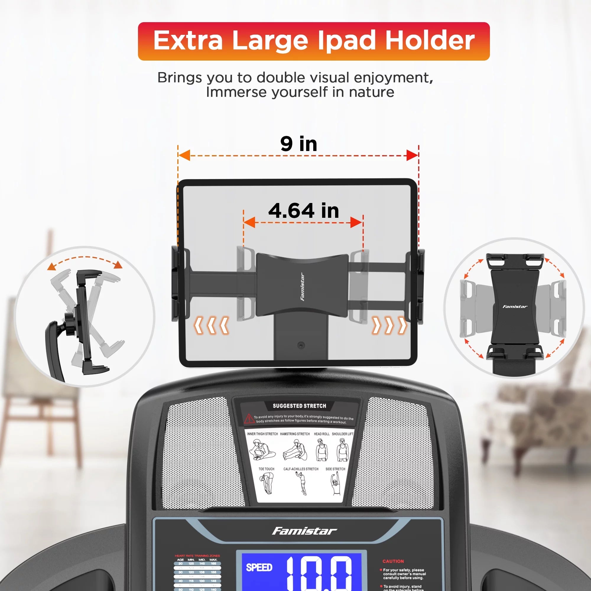 Portable Folding Treadmill 300 LB Capacity with Auto Incline B643749