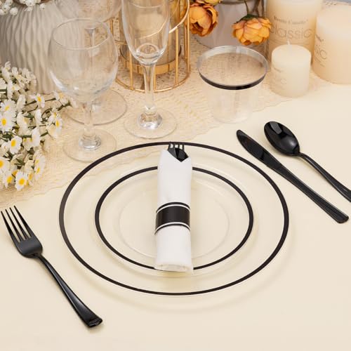 Disposable Plates and Cups Set for 50 Guests with Napkins and Cutlery V71219