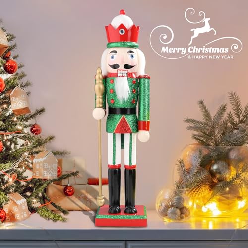 16 Inch Wooden Nutcracker Christmas Decoration for Table Desktop Fireplace Indoor Home H891