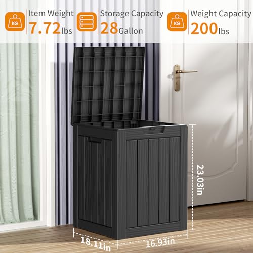 100 Gallon Resin Deck Box, Lockable Patio Outdoor Storage, Waterproof - Black F75230