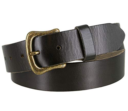Full Grain Leather Belt with Solid Brass Buckle U9869