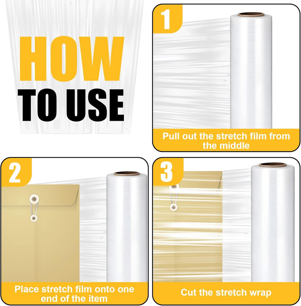 Stretch Film Roll 16.5 Inch x 2000 ft Clear Plastic Wrap for Moving H16498
