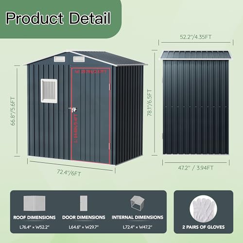 Outdoor Steel Storage Shed with Lockable Doors and Windows E249038