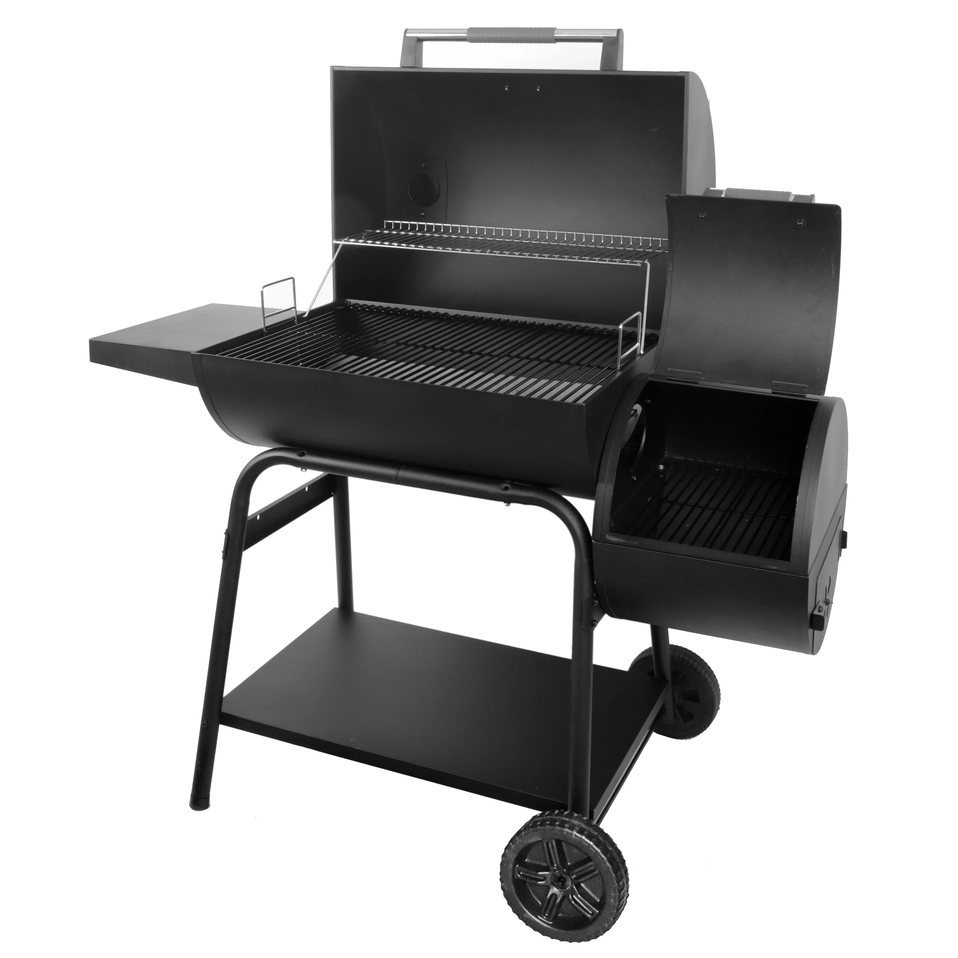 28" Offset Steel Charcoal Smoker Grill with Side Firebox B1997