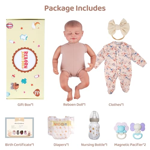 Silicone Reborn Baby Doll 17 Inch Realistic Newborn Vinyl Girl with Gift Box I275733