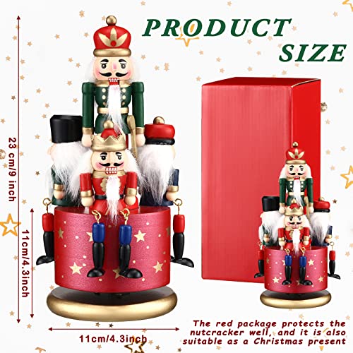 Nutcracker Music Box Wooden Soldier Toy Christmas Wind Up Musical Decor X3406