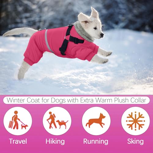 Black Dog Winter Coat with Harness, Reflective Waterproof Jacket for Small Dogs O43201
