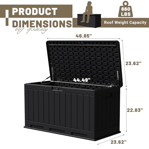 31 Gallon Resin Deck Box Waterproof Indoor Outdoor Storage for Patio Cushions and Garden Tools L90121
