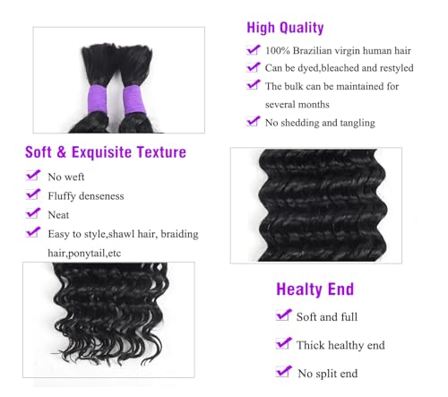 100g Unprocessed Brazilian Virgin Human Hair for Braiding, No Weft W6879