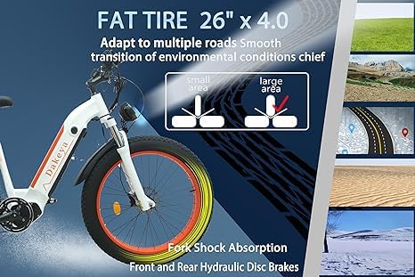 Electric Bike for Adults, 1000W Brushless Motor, 48V 15AH Removable Battery, 26" Fat Tire W393