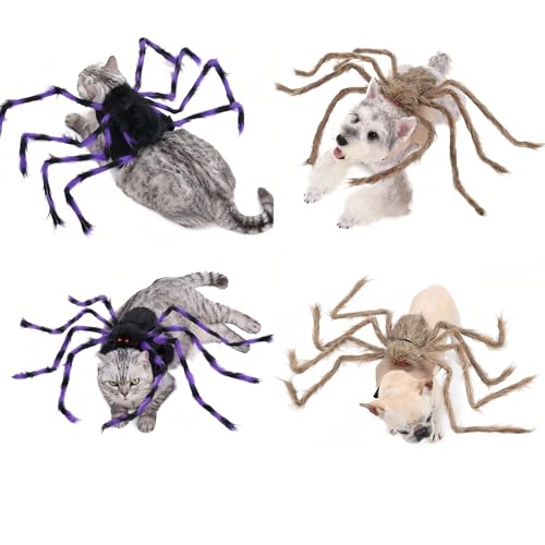 Halloween Spider Pet Costume for Cats & Dogs, Adjustable Velcro Harness, Black & Purple, Medium V62211