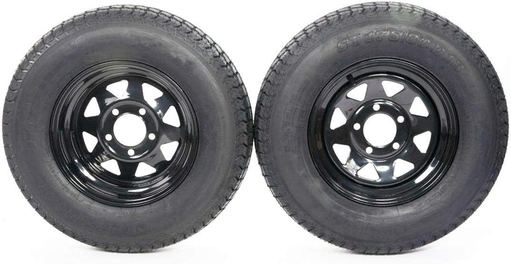 13" Trailer Wheel & Tire with Bias ST175/80D13 Tire Mounted (5x4.5 bolt circle) Black Spoke, Set of 2