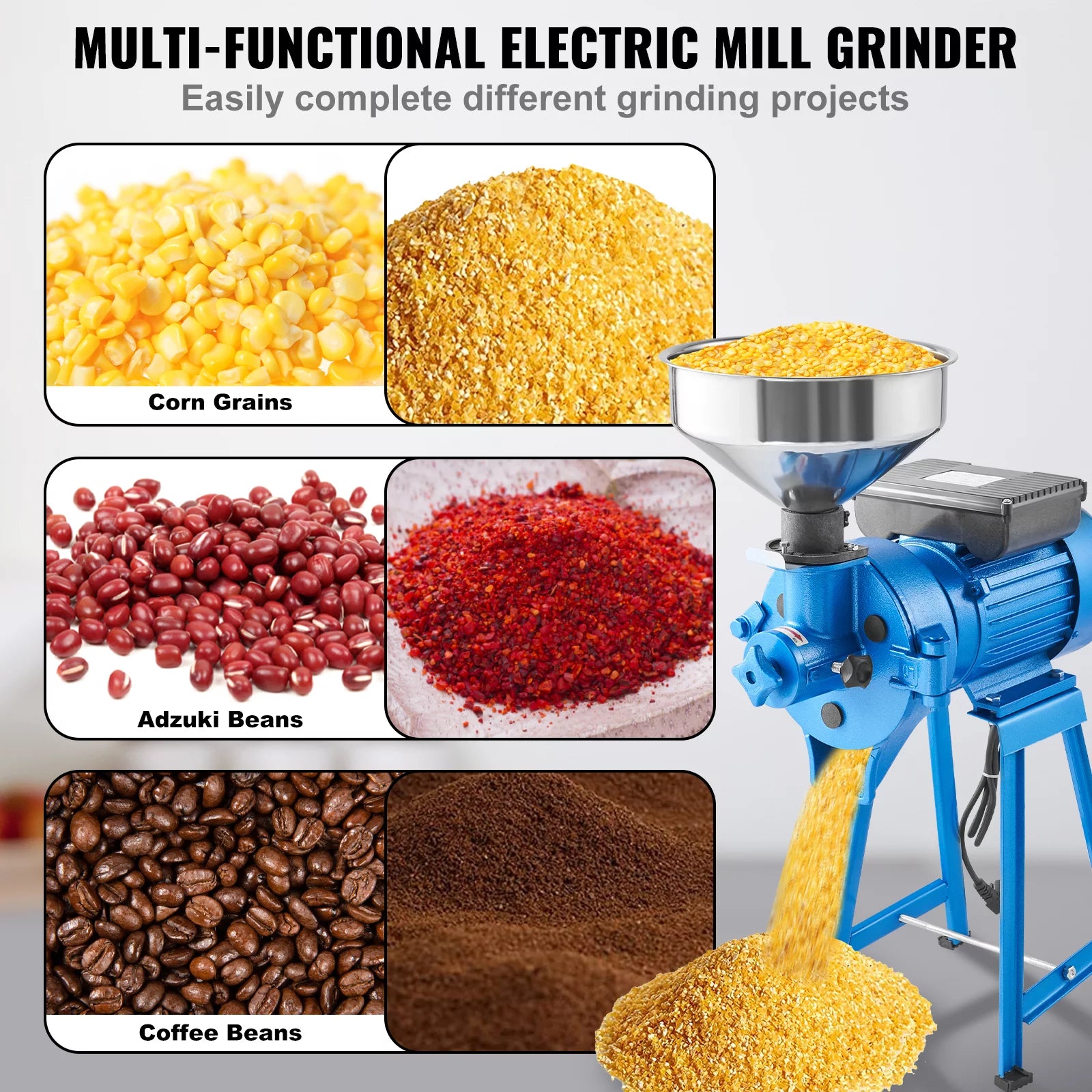 1500W Electric Grain Mill Grinder for Corn Wheat and Spice E6345