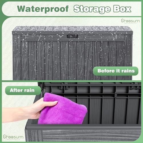 Outdoor Storage Box 120 Gallon with Lock, Resin Deck Box for Patio and Garden A6689