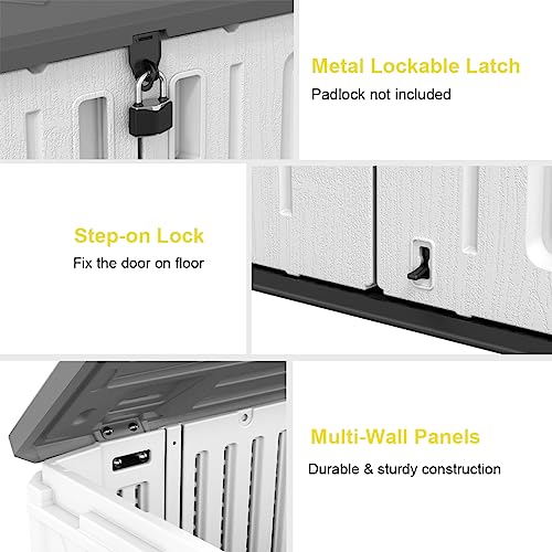 Horizontal Outdoor Storage Shed, 47 Cu.ft Resin Waterproof Cabinet for Garden Patio Backyards F5157