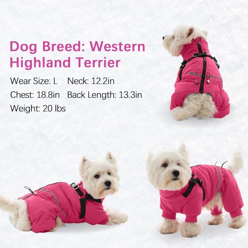 Black Dog Winter Coat with Harness, Reflective Waterproof Jacket for Small Dogs O43201