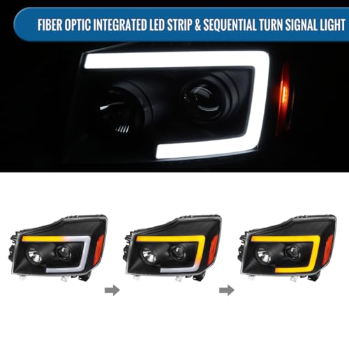 Projector Headlights with LED Sequential Turn Signals for Nissan Armada Titan F85769