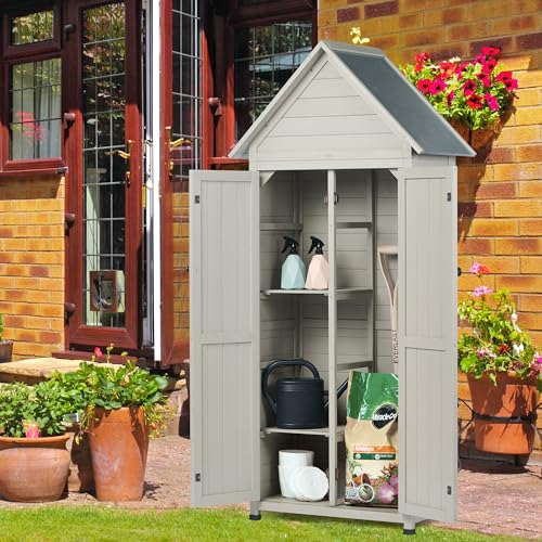 Outdoor Storage Shed with Floor and Adjustable Shelves D415352