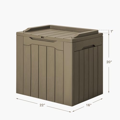 31 Gallon Resin Deck Box Waterproof Indoor Outdoor Storage for Patio Cushions and Garden Tools L90121