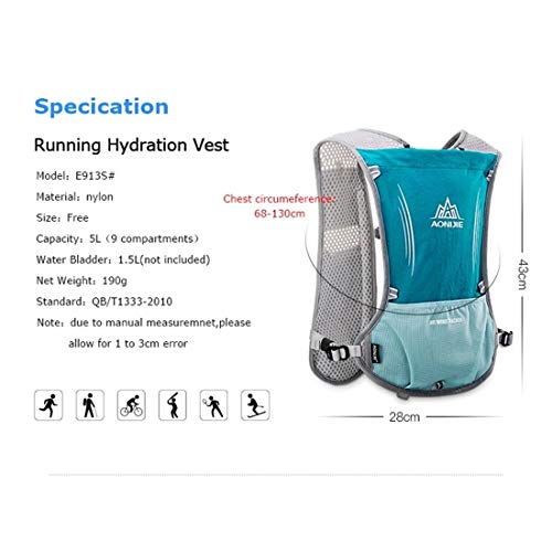 5L Outdoor Sport Hydration Vest Pack with 500ml Soft Flask U765240