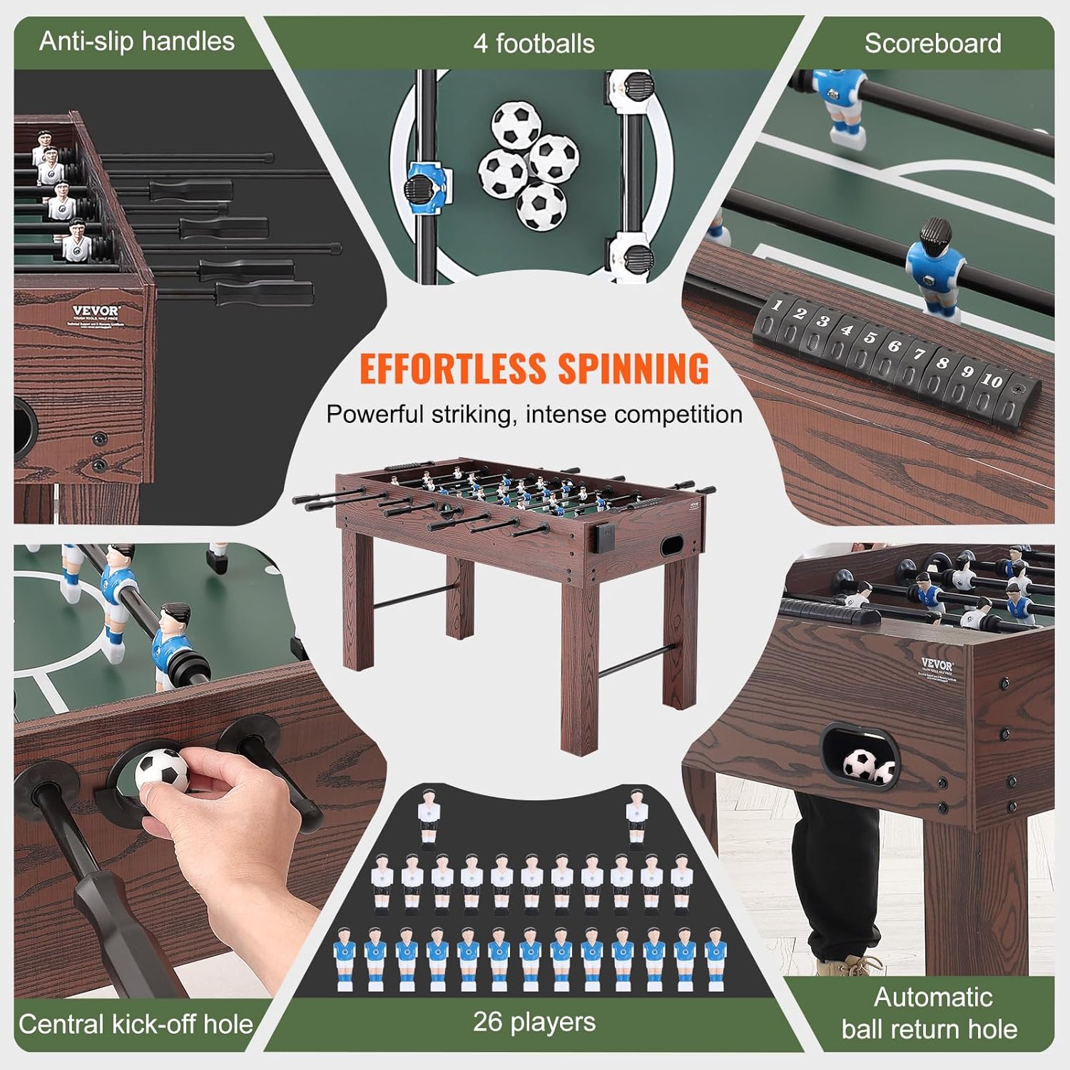 55 Inch Foosball Table with 4 Balls and 2 Cup Holders C8358