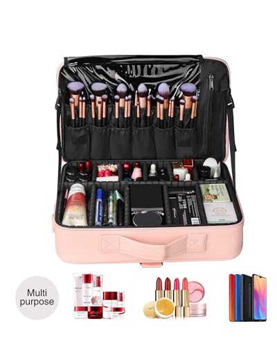 Large Capacity 3 Layer Makeup Case Cosmetic Organizer with Brush Bag R31262