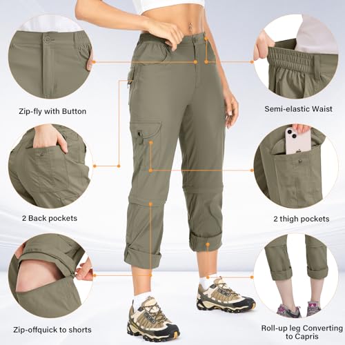 Women's Hiking Pants Convertible Quick Dry Lightweight Zip Off P44996