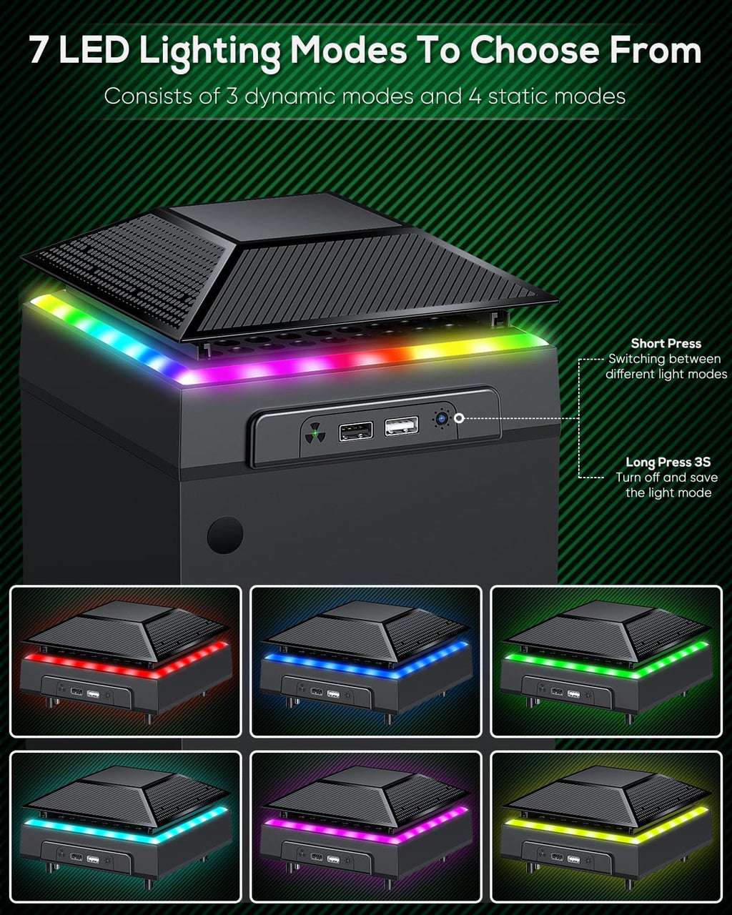 RGB Cooling Fan for Xbox Series X with Dust Filter and 7 LED Modes G4551