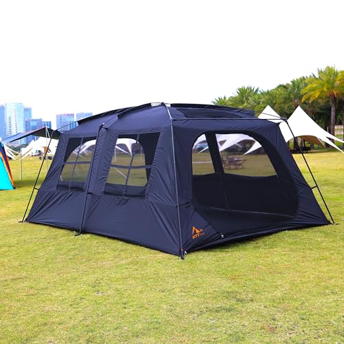 Extra Large Family Cabin Tent for Camping, 2 Rooms, 3 Doors, Waterproof E6603