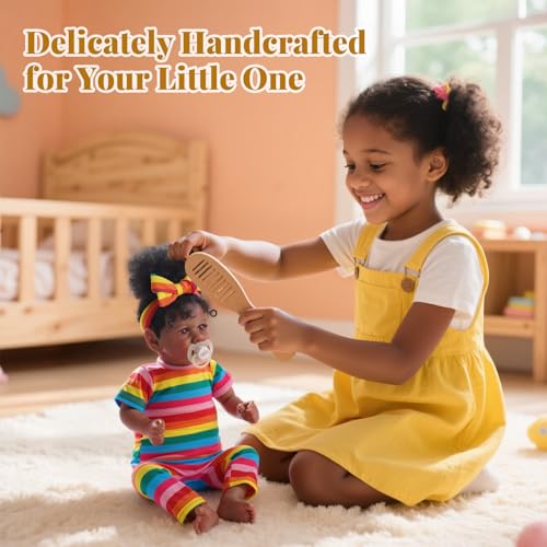 Reborn Baby Doll Black - Lifelike Soft Body African American Newborn Girl 20 Inch Gift Set with Toy Accessories Q335463