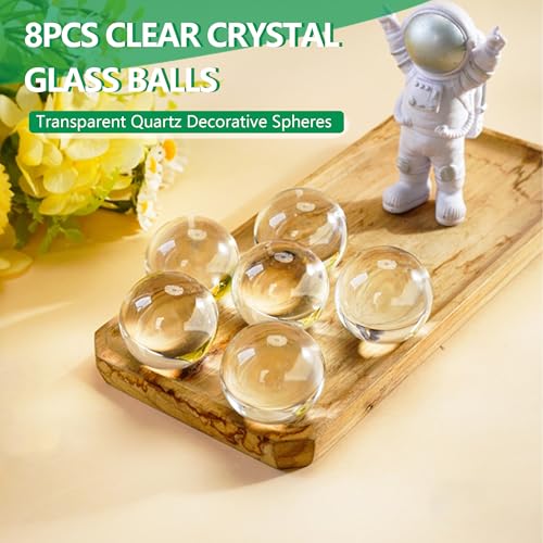 40mm Ice Cracked Crystal Chakra Balls with LED Wooden Base Night Light N984594