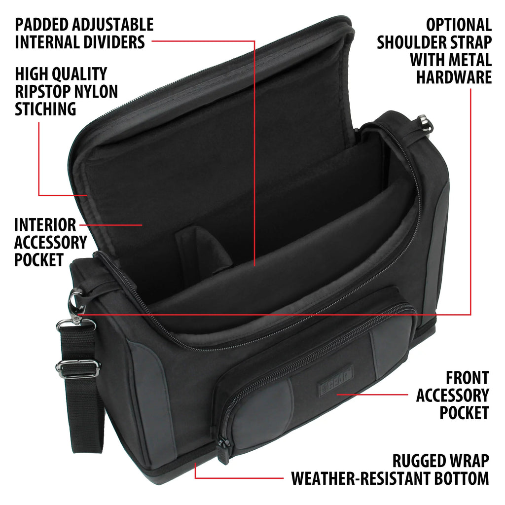 Tablet Bag for 11 Inch iPad Pro and 10.9 Inch iPad Air - Compact Messenger Bag with Durable Shell, Adjustable Interior (Black) T181