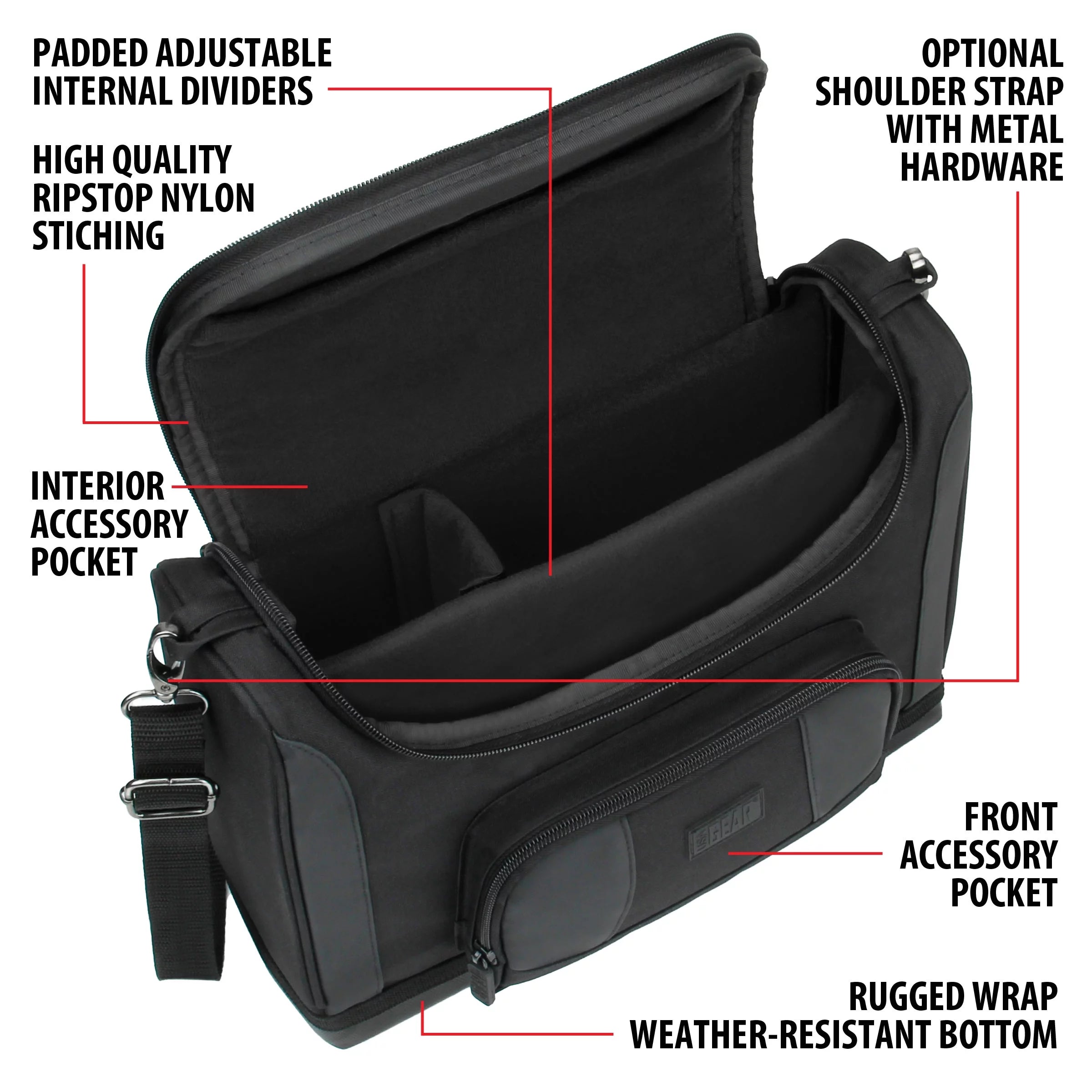 Tablet Bag for 11 Inch iPad Pro and 10.9 Inch iPad Air - Compact Messenger Bag with Durable Shell, Adjustable Interior (Black) T181