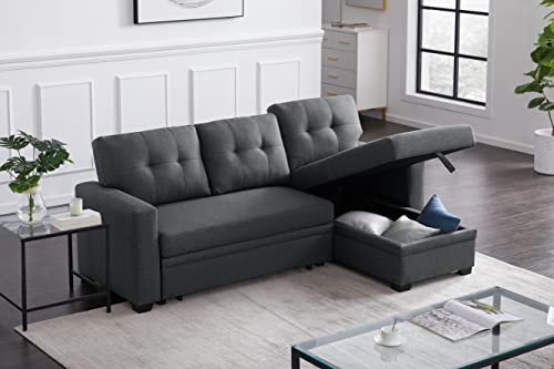 4-in-1 Convertible L Shaped Couch with Pull Out Bed and Storage Z983