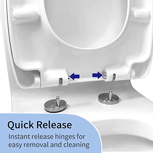 Soft Close Square Toilet Seat with Quick Release Hinges P682