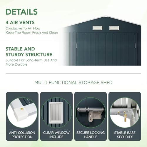 Outdoor Steel Storage Shed with Lockable Doors and Windows E249038