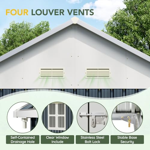Outdoor Steel Storage Shed with Lockable Doors and Window L987864