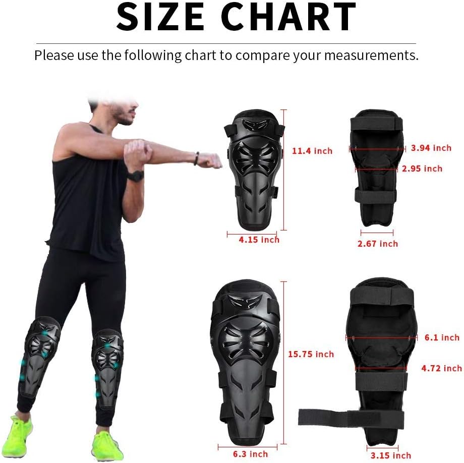 Motorcycle Protective Jacket and Knee Pads Guard Gear, Black Adjustable U324606