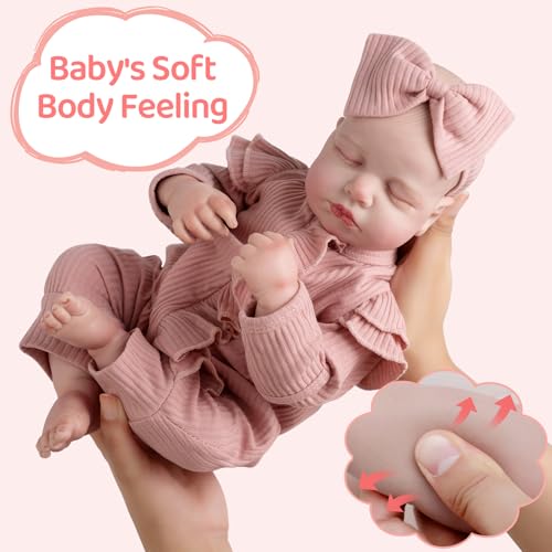 Realistic Reborn Baby Doll, 18 Inch Soft Body Sleeping Baby Girl with Pink Clothing Z645